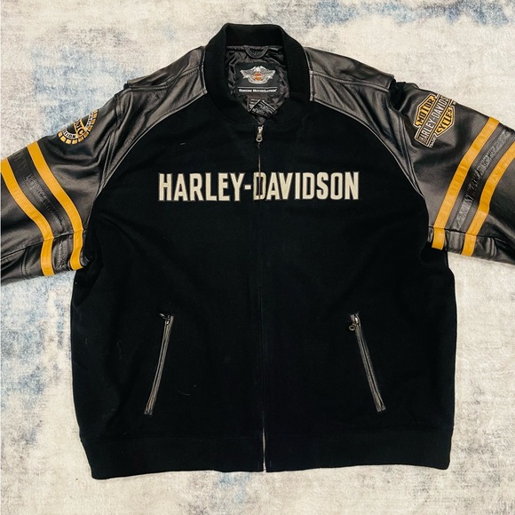 Harley-Davidson Black and Orange Men's Jacket